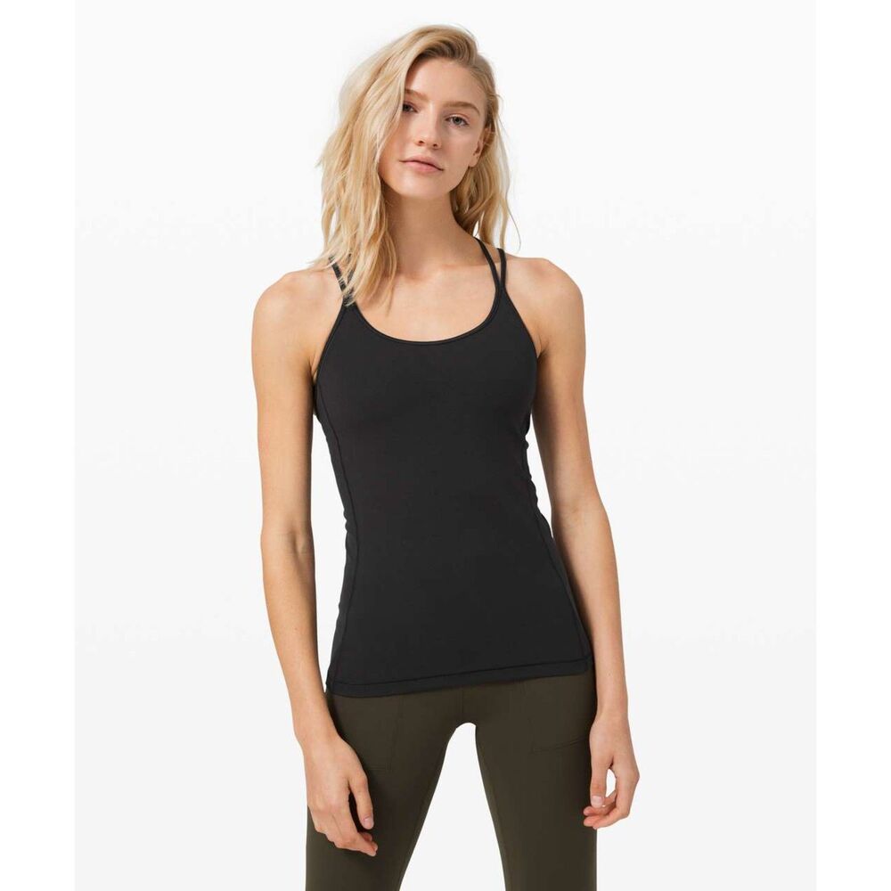 Lululemon Free To Be Tank Strappy Athletic Fitness Sport Build-in Bra Black Top